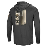 Men's Colosseum Heather Black Texas Tech Red Raiders Team OHT Military Appreciation Long Sleeve Hoodie T-Shirt