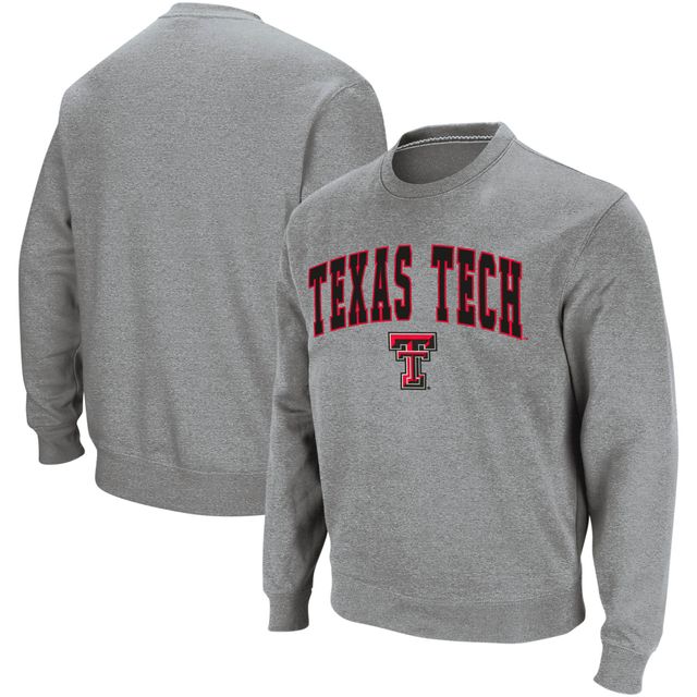 Colosseum Heather Grey Texas Tech Red Raiders Arch & Logo Crew Neck Sweat-shirt pour homme