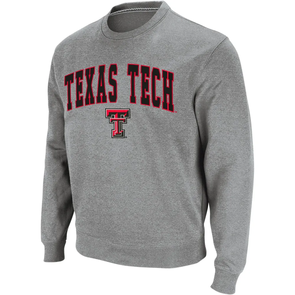 Colosseum Heather Grey Texas Tech Red Raiders Arch & Logo Crew Neck Sweat-shirt pour homme