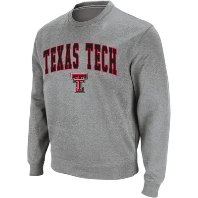 Men's Colosseum Heather Gray Texas Tech Red Raiders Arch & Logo Crew Neck Sweatshirt