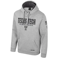 Sweat à capuche imprimé militaire Oorah OHT Texas Tech Red Raiders pour homme Colosseum Heather Grey