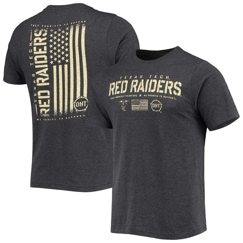 Men's Colosseum Heathered Black Texas Tech Red Raiders OHT Military Appreciation Flag 2.0 T-Shirt