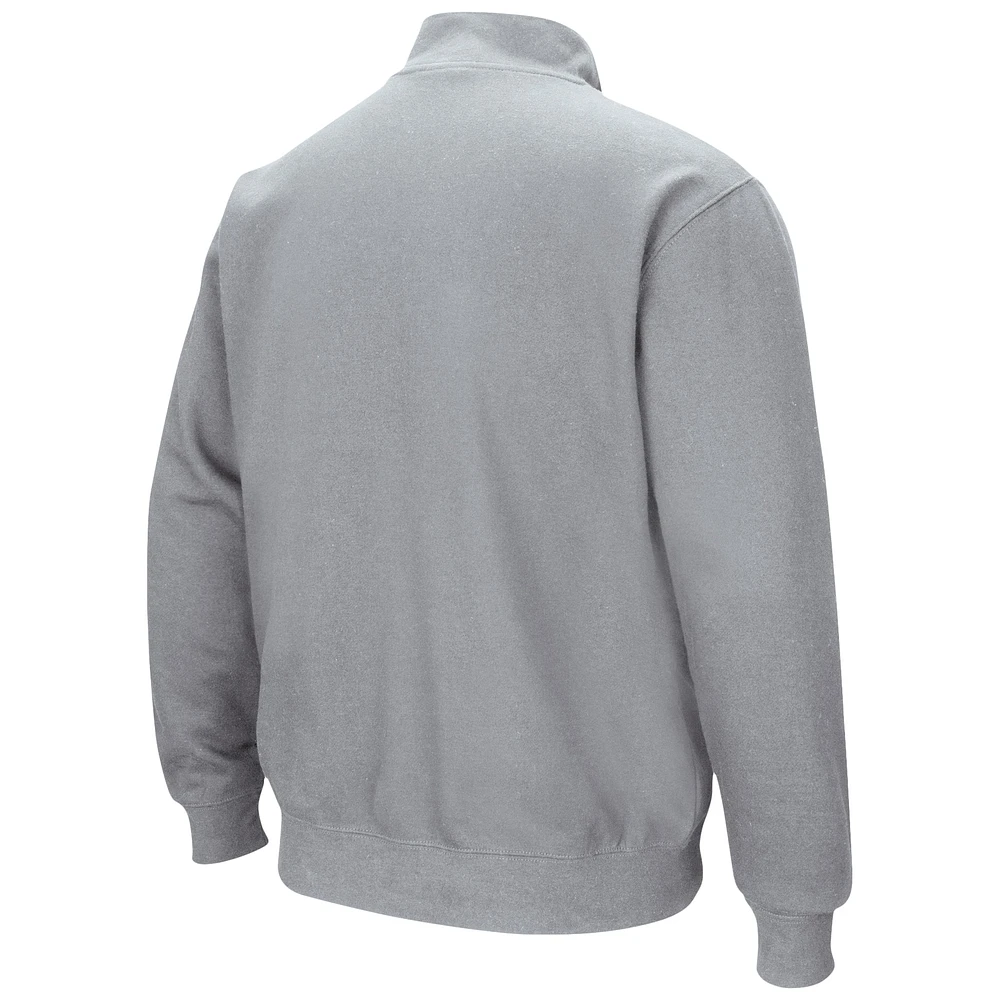 Men's Colosseum Heathered Gray Texas Tech Red Raiders Tortugas Team Logo Quarter-Zip Jacket