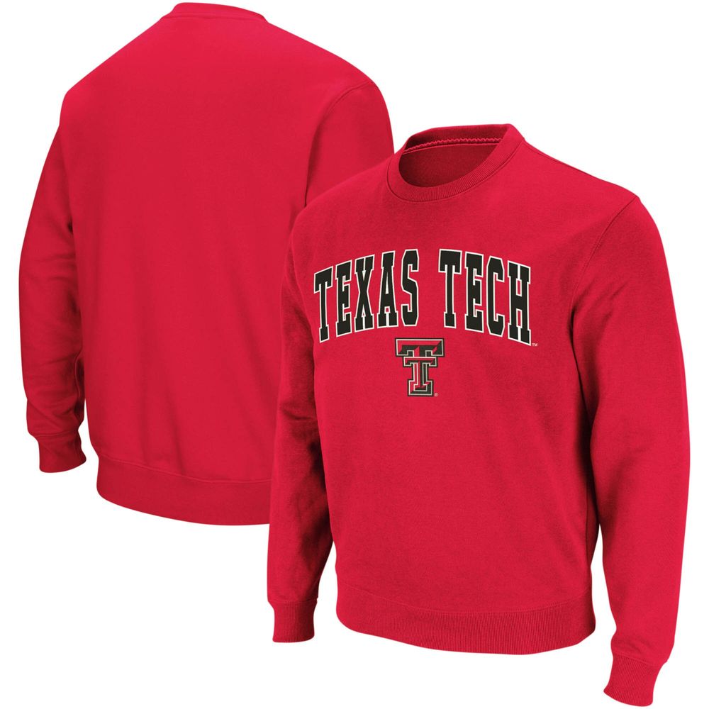 Men's Colosseum Red Texas Tech Raiders Arch & Logo Crew Neck Sweatshirt