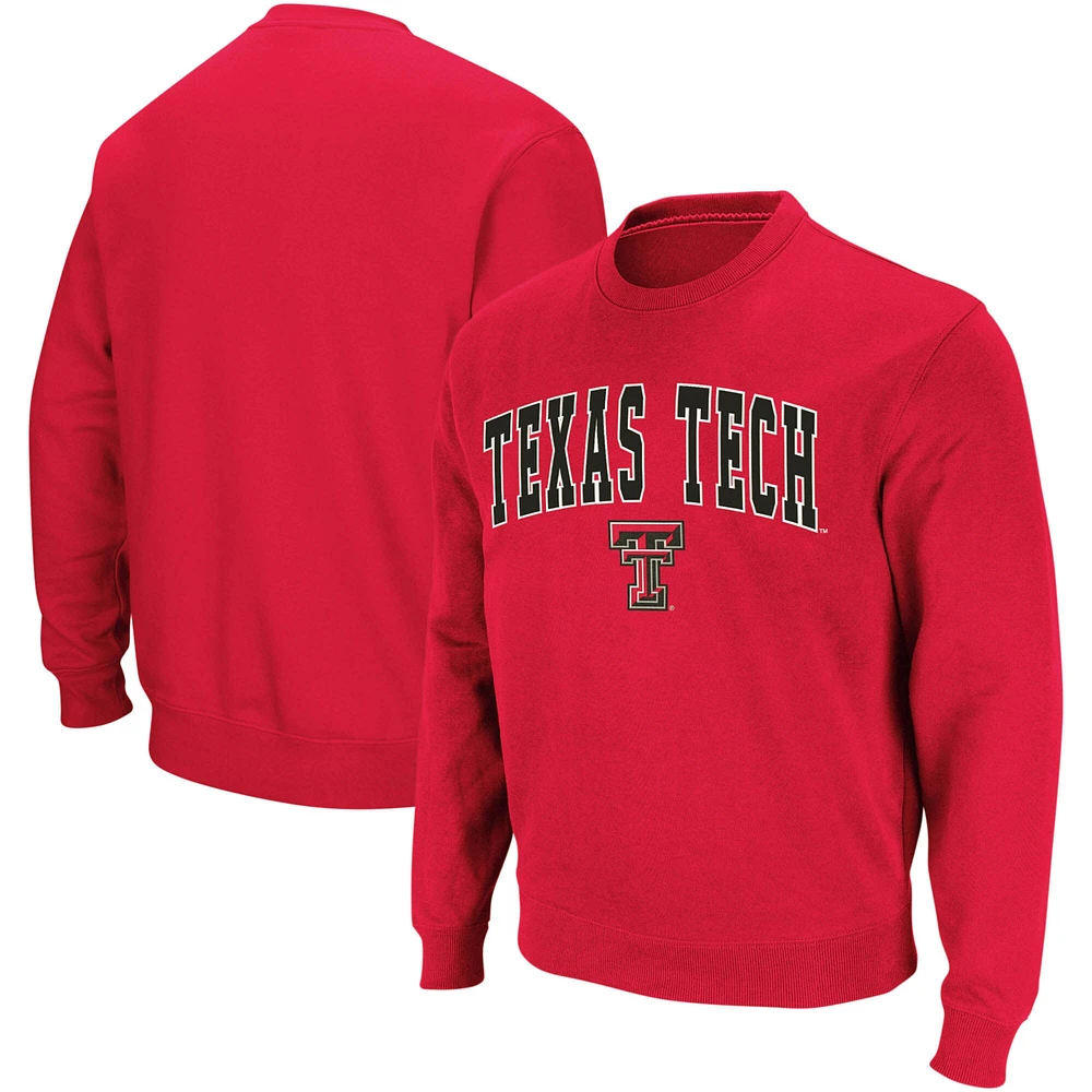Men's Colosseum Red Texas Tech Raiders Arch & Logo Crew Neck Sweatshirt