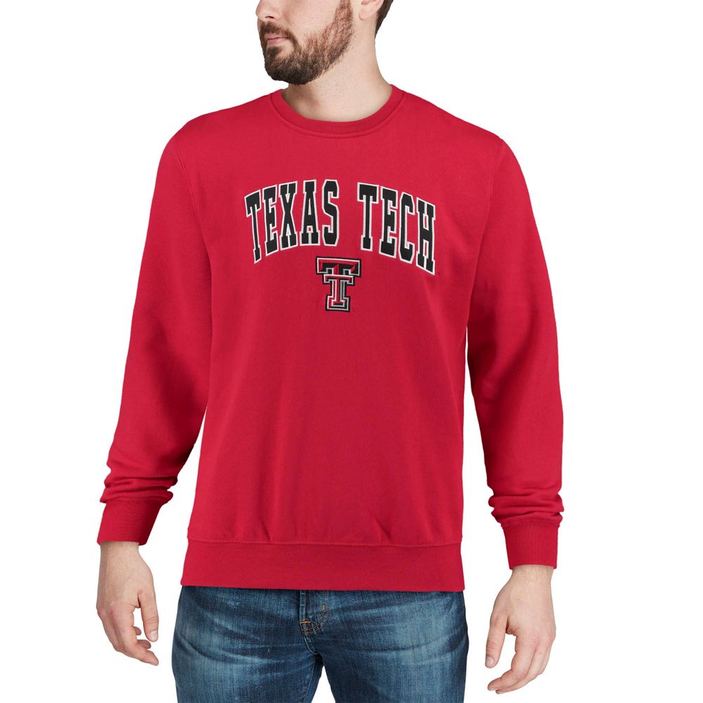 Men's Colosseum Red Texas Tech Raiders Arch & Logo Crew Neck Sweatshirt
