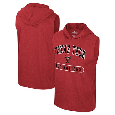 Men's Colosseum Red Texas Tech Raiders Varsity Sleeveless Hoodie Tank Top