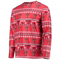 Men's Concepts Sport Red Texas Tech Raiders Ugly Sweater Long Sleeve T-Shirt and Pants Sleep Set