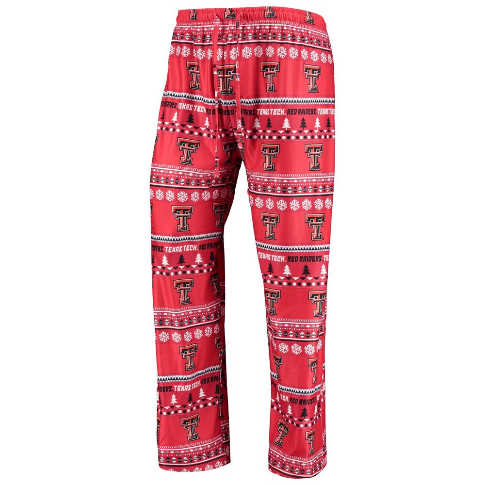 Men's Concepts Sport Red Texas Tech Raiders Ugly Sweater Long Sleeve T-Shirt and Pants Sleep Set