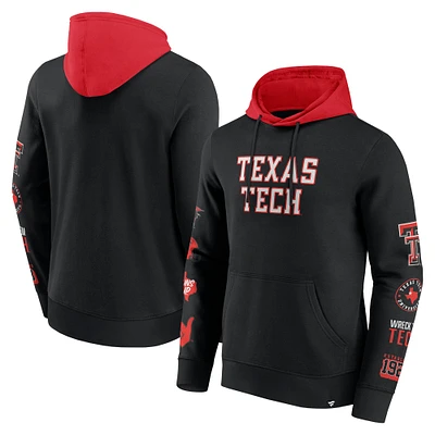 Sweat à capuche en polaire blocs de couleurs pour homme Fanatics noir/rouge Texas Tech Red Raiders