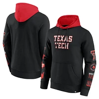 Men's Fanatics  Black/Red Texas Tech Red Raiders Color Block Badge Fleece Pullover Hoodie