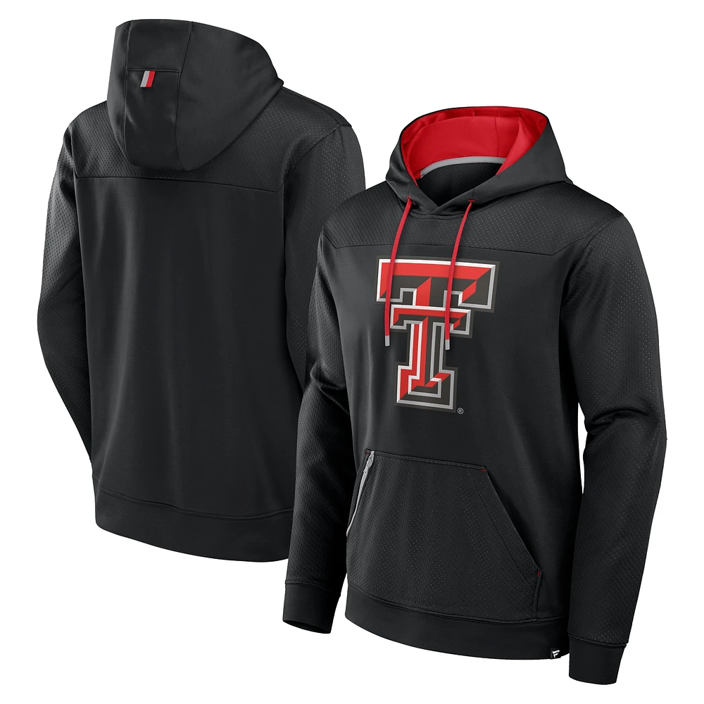 Sweat à capuche enfiler pois délavé pour homme Fanatics Black Texas Tech Red Raiders Defender