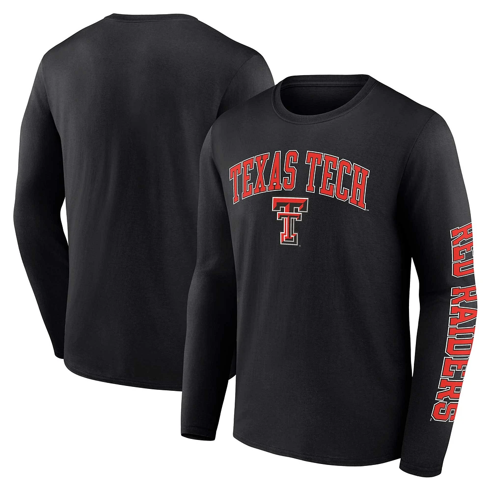 T-shirt à manches longues noir Texas Tech Red Raiders en détresse avec logo pour hommes