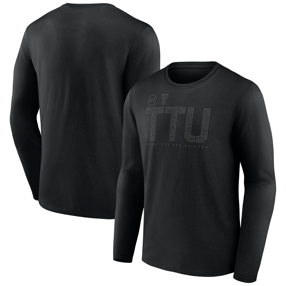 T-shirt à manches longues Fanatics pour homme, noir, Texas Tech, Red Raiders, OHT Tricode