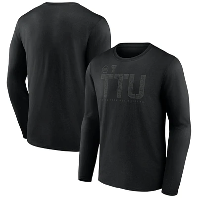 T-shirt à manches longues Fanatics pour homme, noir, Texas Tech, Red Raiders, OHT Tricode