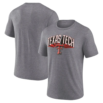 T-shirt Fanatics gris Texas Tech Red Raiders Heritage Tri-Blend 3D Burst pour homme