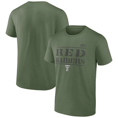 Men's Fanatics Olive Texas Tech Red Raiders OHT Military Appreciation Stencil T-Shirt