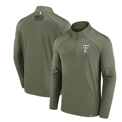 Men's Fanatics Olive Texas Tech Red Raiders OHT Military Appreciation Titan Raglan Quarter-Zip Jacket