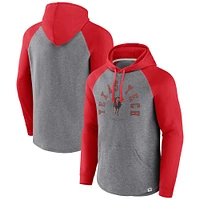 Sweat à capuche raglan pour hommes Fanatics rouge/gris chiné Texas Tech Red Raiders Wrap Up