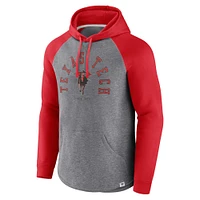 Sweat à capuche raglan pour hommes Fanatics rouge/gris chiné Texas Tech Red Raiders Wrap Up