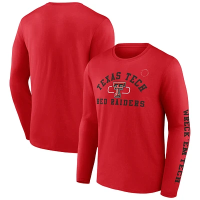 Men's Fanatics Red Texas Tech Raiders Modern Arch 2-Hit Long Sleeve T-Shirt