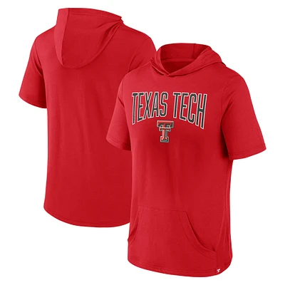 Men's Fanatics Red Texas Tech Raiders Outline Lower Arch Hoodie T-Shirt