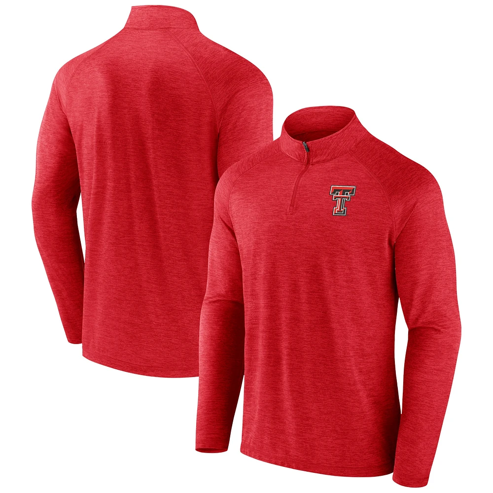 Men's Fanatics  Red Texas Tech Raiders Primary Logo Raglan Quarter-Zip Top