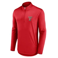 Men's Fanatics Red Texas Tech Raiders Quarterback Mock Neck Quarter-Zip Top