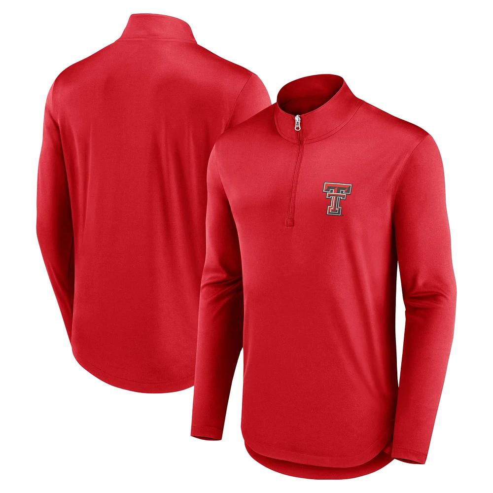 Men's Fanatics Red Texas Tech Raiders Quarterback Mock Neck Quarter-Zip Top