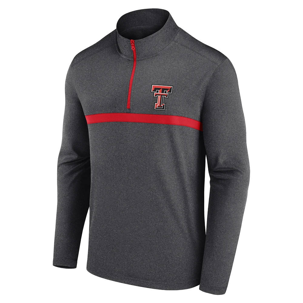 Men's Heather Charcoal Texas Tech Red Raiders Head to Quarter-Zip Top