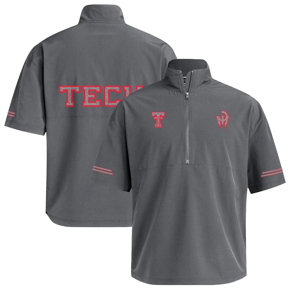 Veste à manches courtes demi-zip Mahomes Charcoal Texas Tech Red Raiders pour homme