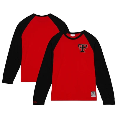 T-shirt à manches longues raglan légendaire flammé rouge Texas Tech Red Raiders Mitchell & Ness pour hommes