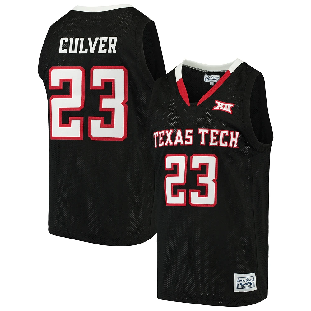 Maillot de basket Jarrett Culver noir Texas Tech Red Raiders Alumni marque rétro pour homme