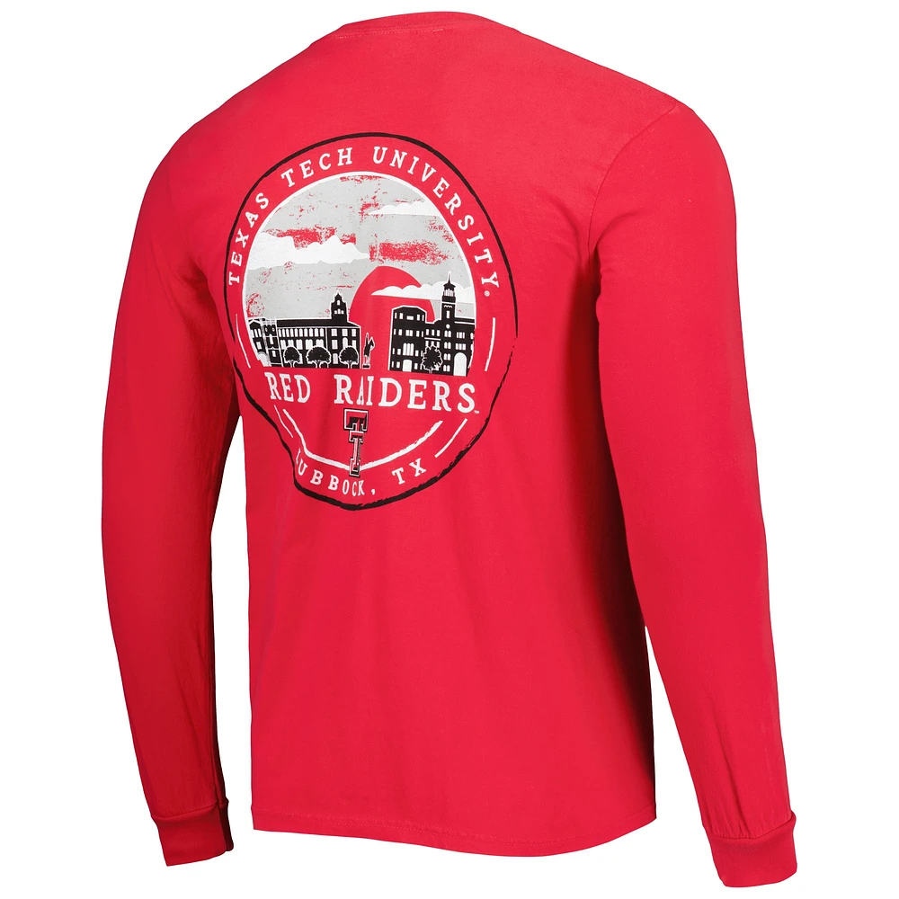 Men's Red Texas Tech Raiders Circle Campus Scene Long Sleeve T-Shirt