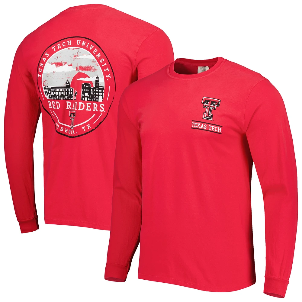 Men's Red Texas Tech Raiders Circle Campus Scene Long Sleeve T-Shirt