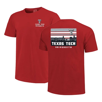 Men's Red Texas Tech Raiders Striped Campus Skyline T-Shirt