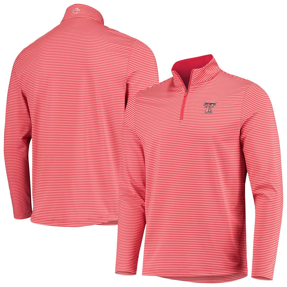 Men's Southern Tide Red Texas Tech Raiders Striped Quarter-Zip Jacket