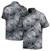 Men's Tommy Bahama Black Texas Tech Red Raiders Coast Luminescent Fronds IslandZone Button-Up Camp Shirt