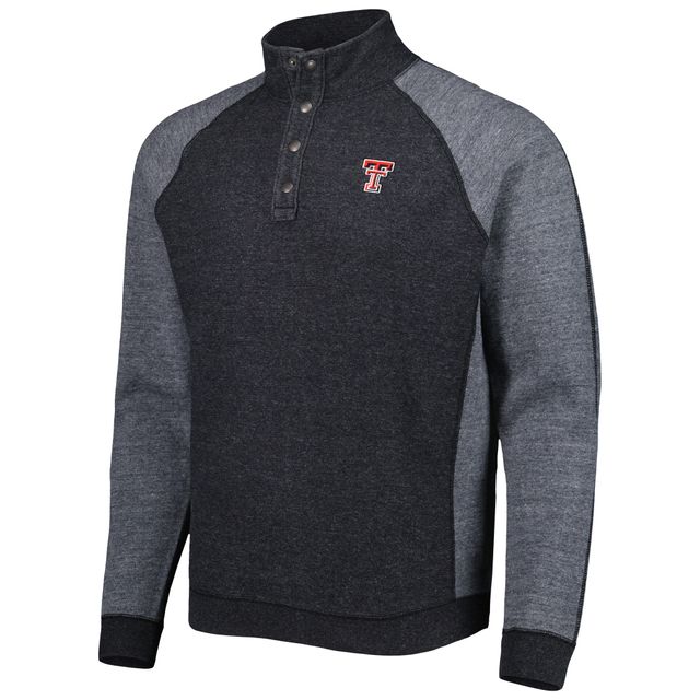 Homme Tommy Bahama Black Texas Tech Red Raiders Sport Scrimmage Snap Mock Neck Raglan Button-Up Jacket