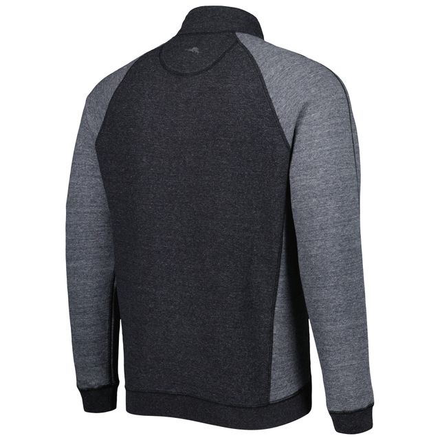 Homme Tommy Bahama Black Texas Tech Red Raiders Sport Scrimmage Snap Mock Neck Raglan Button-Up Jacket