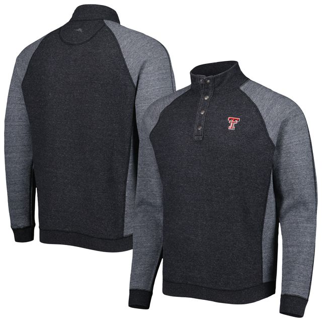 Homme Tommy Bahama Black Texas Tech Red Raiders Sport Scrimmage Snap Mock Neck Raglan Button-Up Jacket
