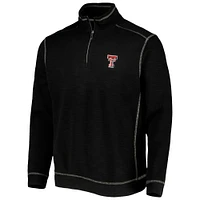 Men's Tommy Bahama Black Texas Tech Red Raiders Sport Tobago Bay Tri-Blend Mock Neck Half-Zip Jacket