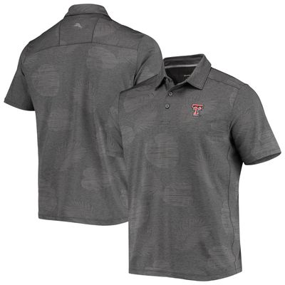 Men's Tommy Bahama Charcoal Texas Tech Red Raiders Palm Coast Delray Frond IslandZone Allover Print Polo