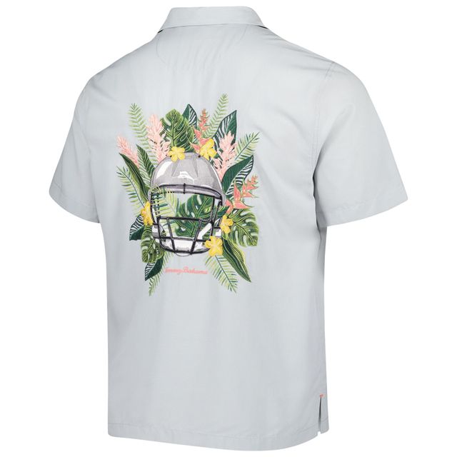Chemise boutonnée pour homme Tommy Bahama Grey Texas Tech Red Raiders Coconut Point Frondly Fan Camp IslandZone