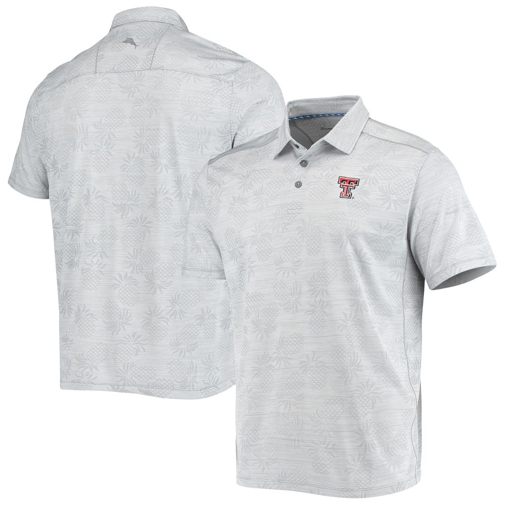 Men's Tommy Bahama Gray Texas Tech Red Raiders Pineapple Palm Coast IslandZone Polo