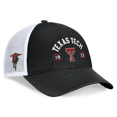 Men's Top of the World Black/White Texas Tech Red Raiders Free Kick Trucker Adjustable Hat