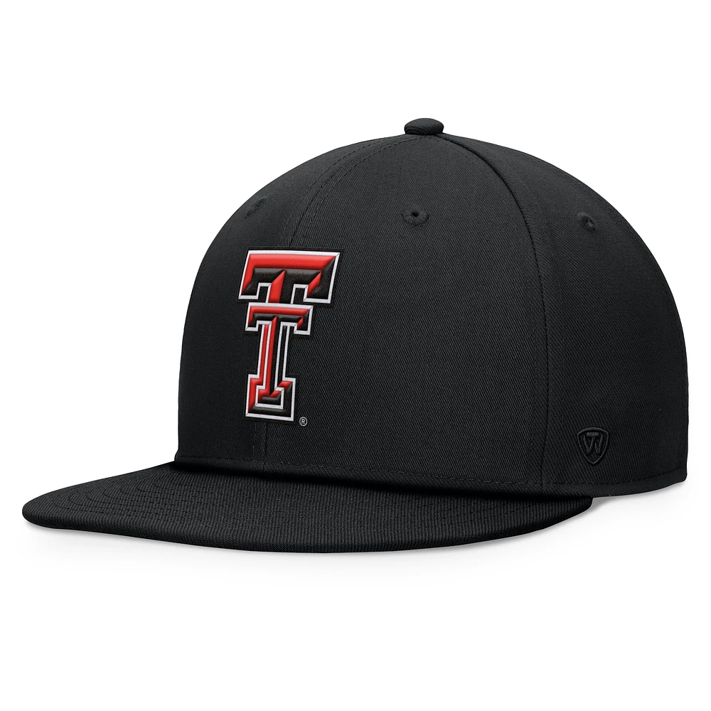 Men's Top of the World Black Texas Tech Red Raiders Fundamental Snapback Hat