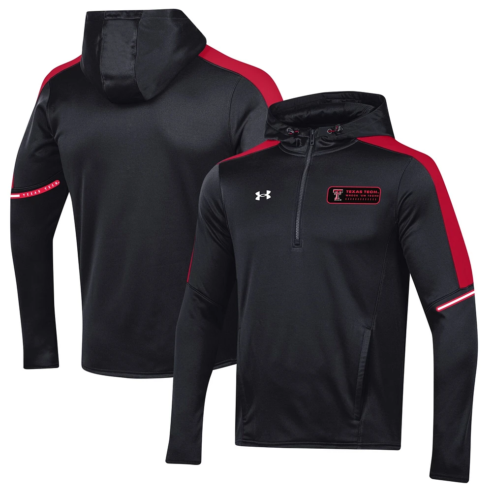 Sweat à capuche quart de zip Under Armour Texas Tech Red Raiders 2023 Sideline pour homme noir