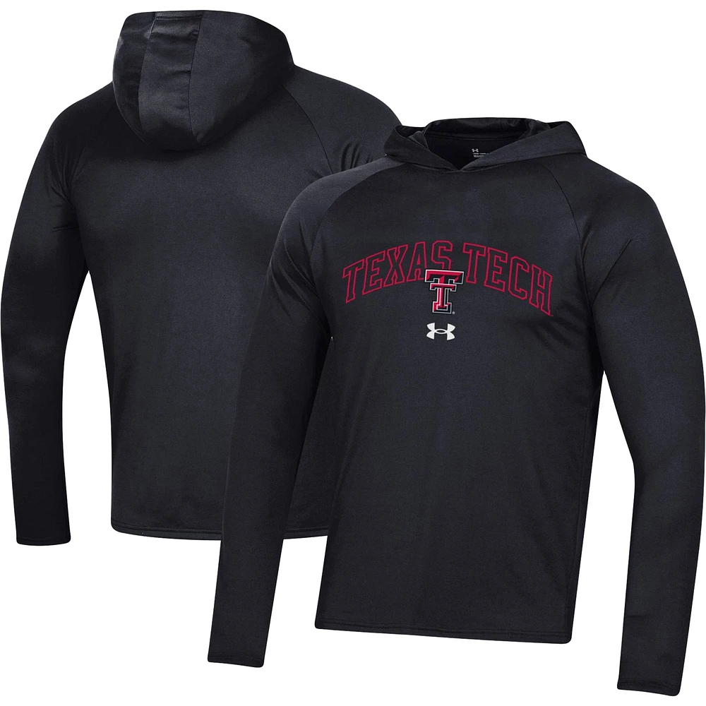 Under Armour Texas Tech Red Raiders 2023 Sideline Hooded Raglan T-shirt à manches longues pour homme