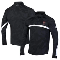 Haut à quart de zip camouflage Under Armour Texas Tech Red Raiders Game Day Camo Raglan noir pour hommes